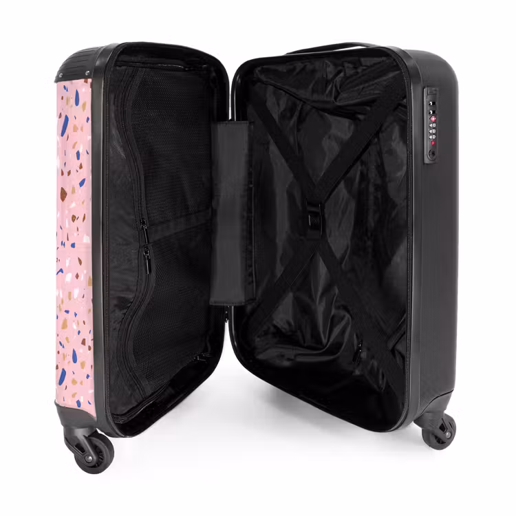 Suitcase - Terrazzo pattern multicolored pink and blue — 3