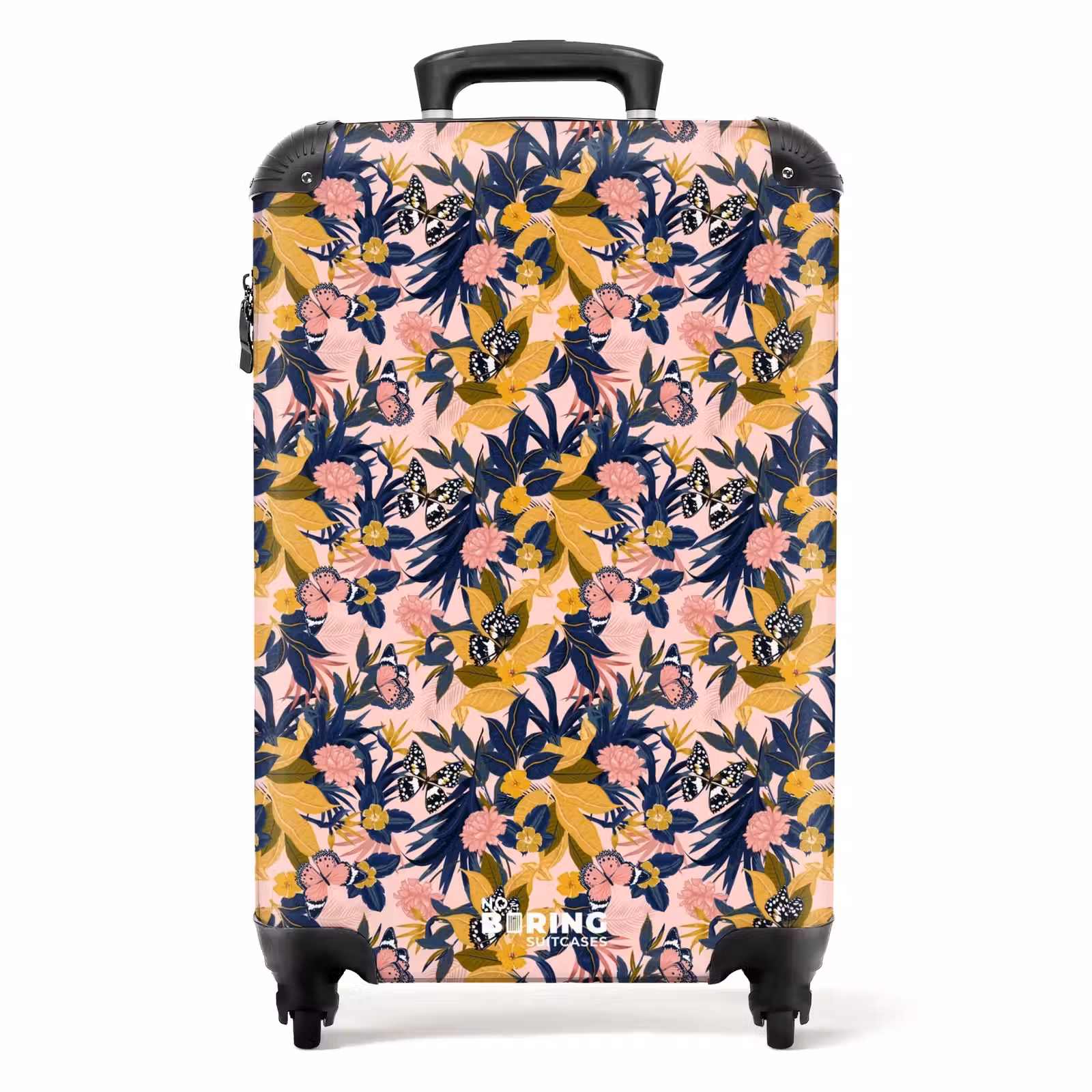 Suitcase - Tropical butterfly pattern blue yellow — 1