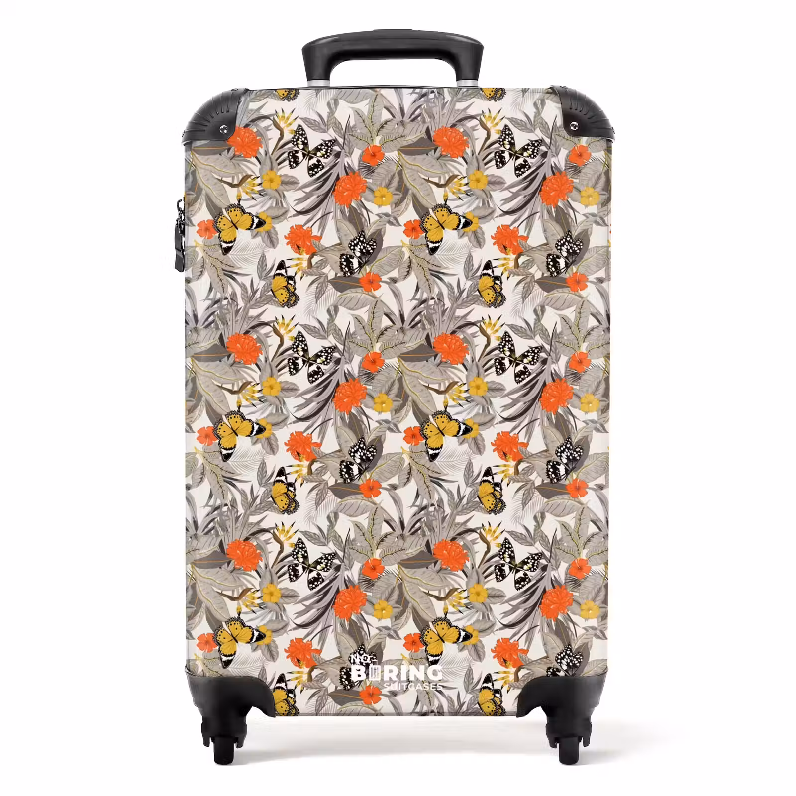 Suitcase - Tropical butterfly pattern orange yellow — 1