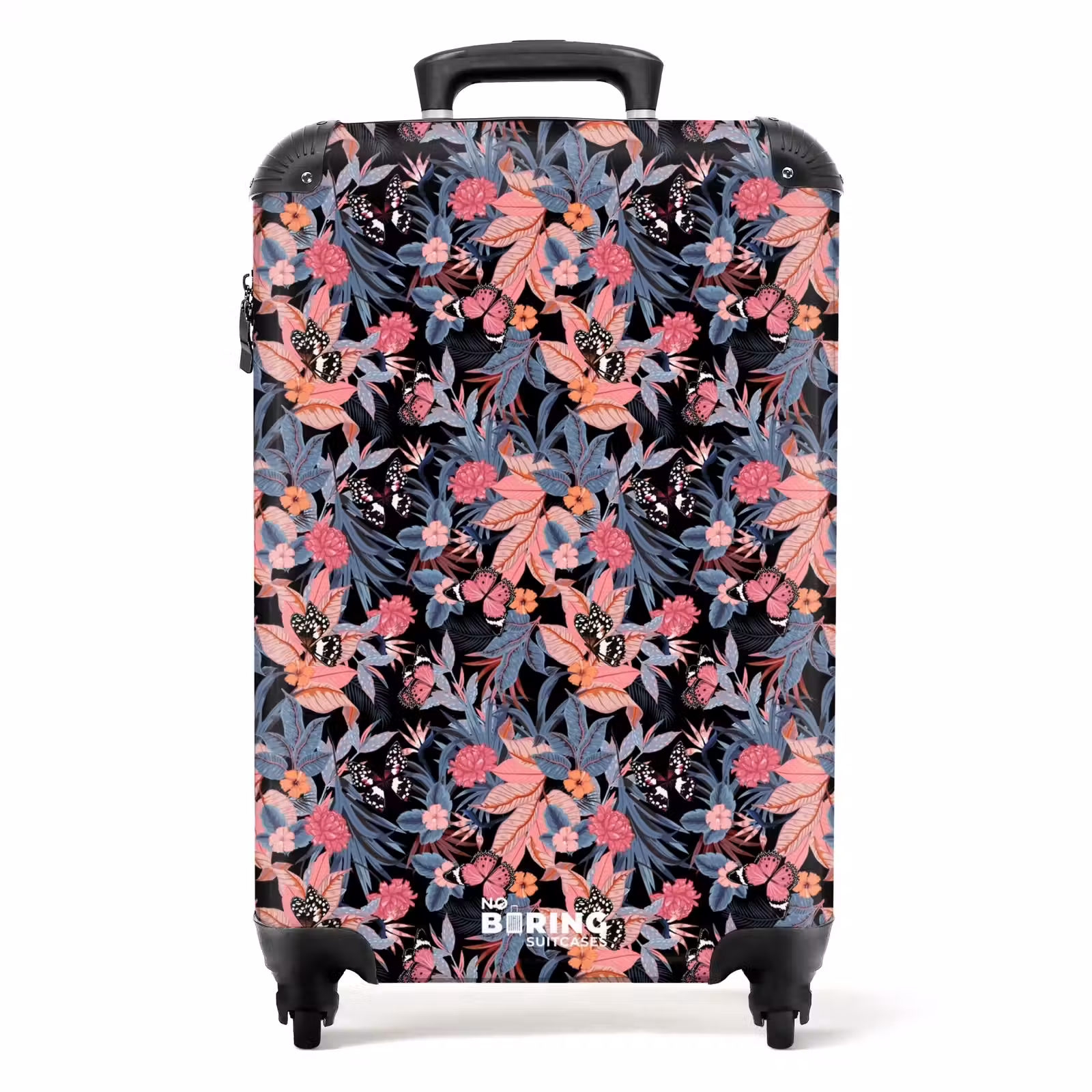 Suitcase - Tropical butterfly pattern pink blue — 1