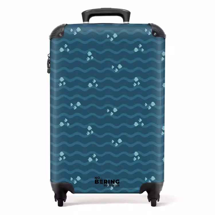 Suitcase - Sea with fish pattern green blue — 1
