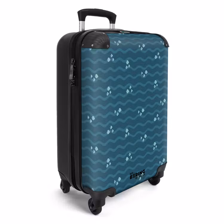 Suitcase - Sea with fish pattern green blue — 2