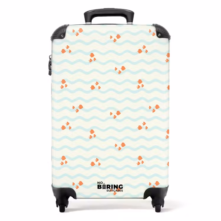 Suitcase - Sea with fish pattern orange blue — 1