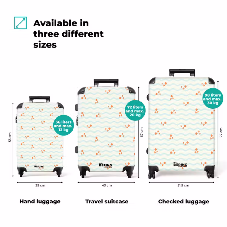 Suitcase - Sea with fish pattern orange blue — 3