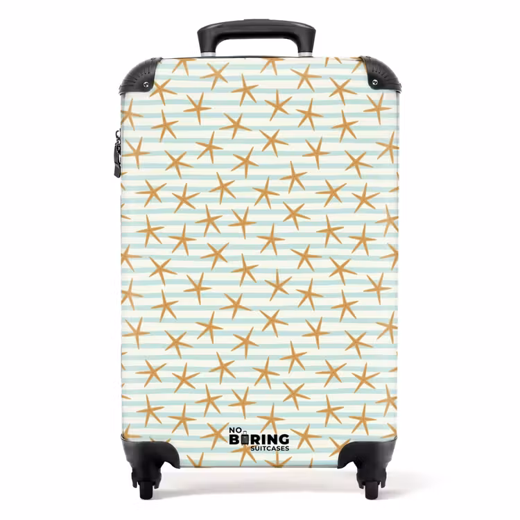 Suitcase - Starfish with stripe pattern blue — 1