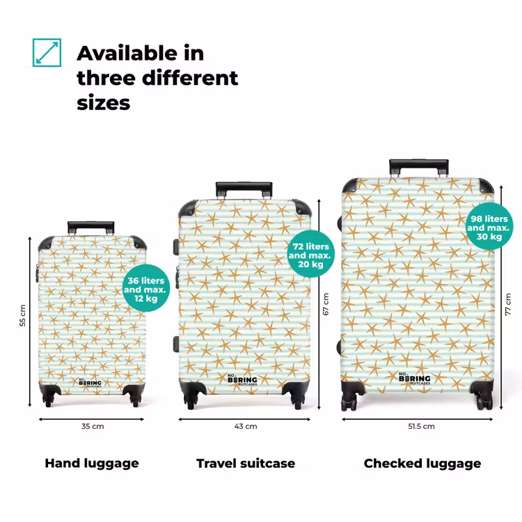 Suitcase - Starfish with stripe pattern blue — 3