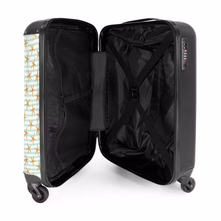 Suitcase - Starfish with stripe pattern blue — 5