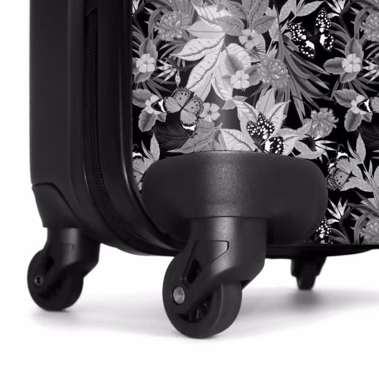 Suitcase - Tropical butterfly pattern black and white — 7