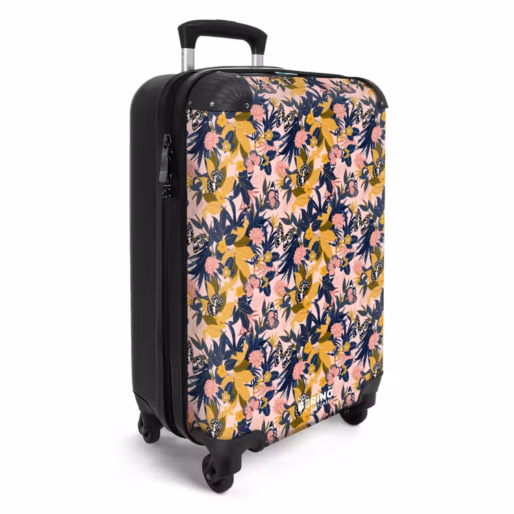 Suitcase - Tropical butterfly pattern blue yellow — 2