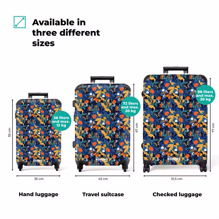 Suitcase - Tropical butterfly pattern dark blue — 3