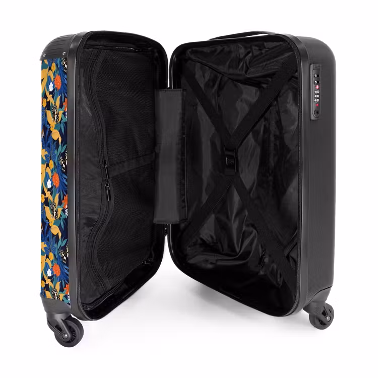 Suitcase - Tropical butterfly pattern dark blue — 5