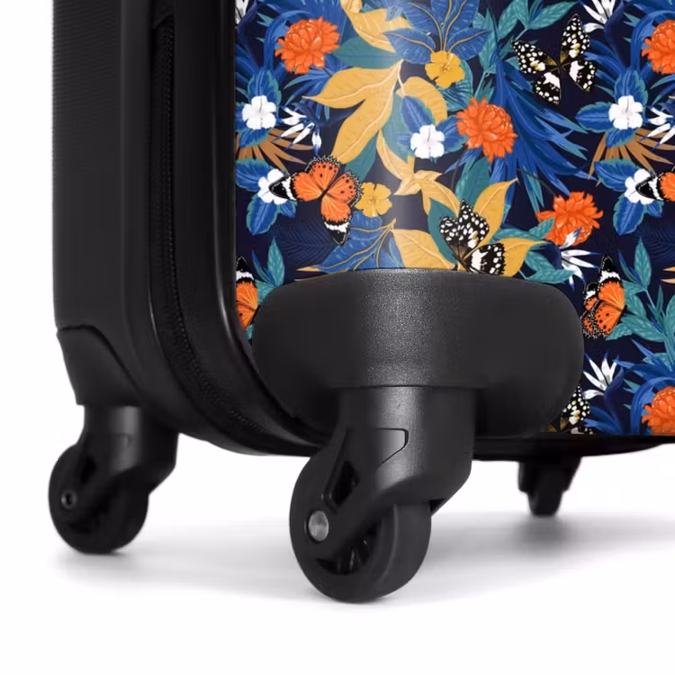 Suitcase - Tropical butterfly pattern dark blue — 7