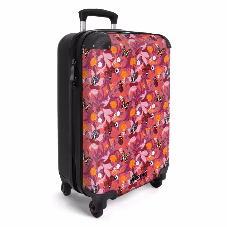 Suitcase - Tropical butterfly pattern dark pink — 2