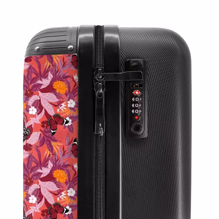 Suitcase - Tropical butterfly pattern dark pink — 6