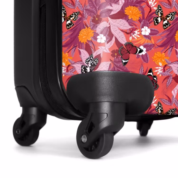 Suitcase - Tropical butterfly pattern dark pink — 7