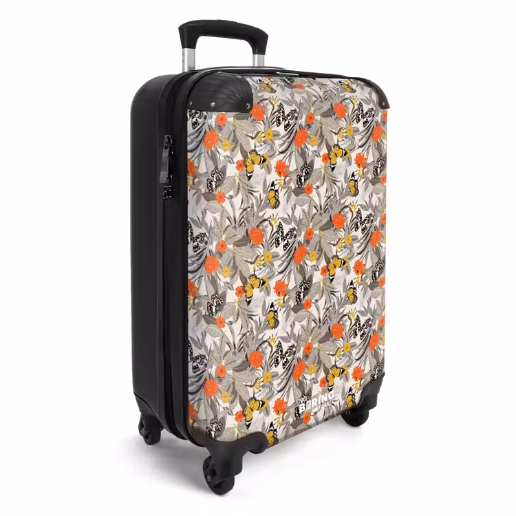 Suitcase - Tropical butterfly pattern orange yellow — 2