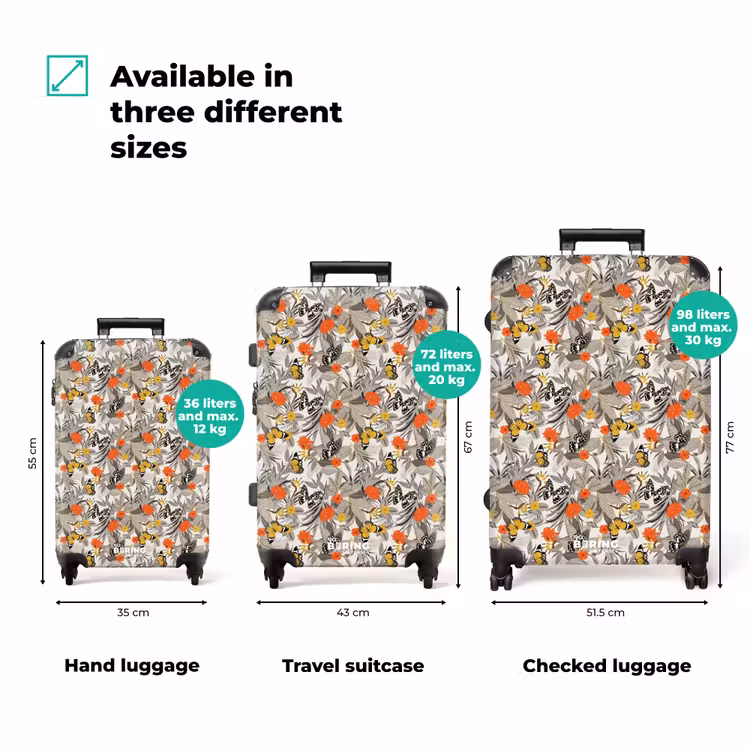 Suitcase - Tropical butterfly pattern orange yellow — 3