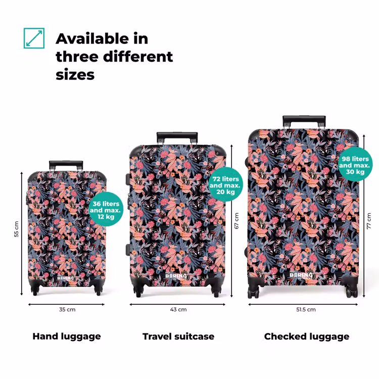Suitcase - Tropical butterfly pattern pink blue — 3
