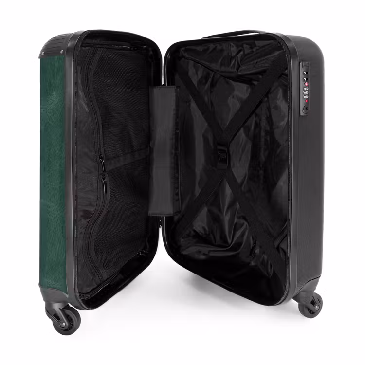 Suitcase - Leather look center green — 3