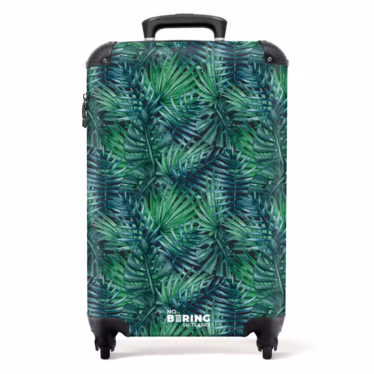 Suitcase - Palm leaves monstera pattern green — 1