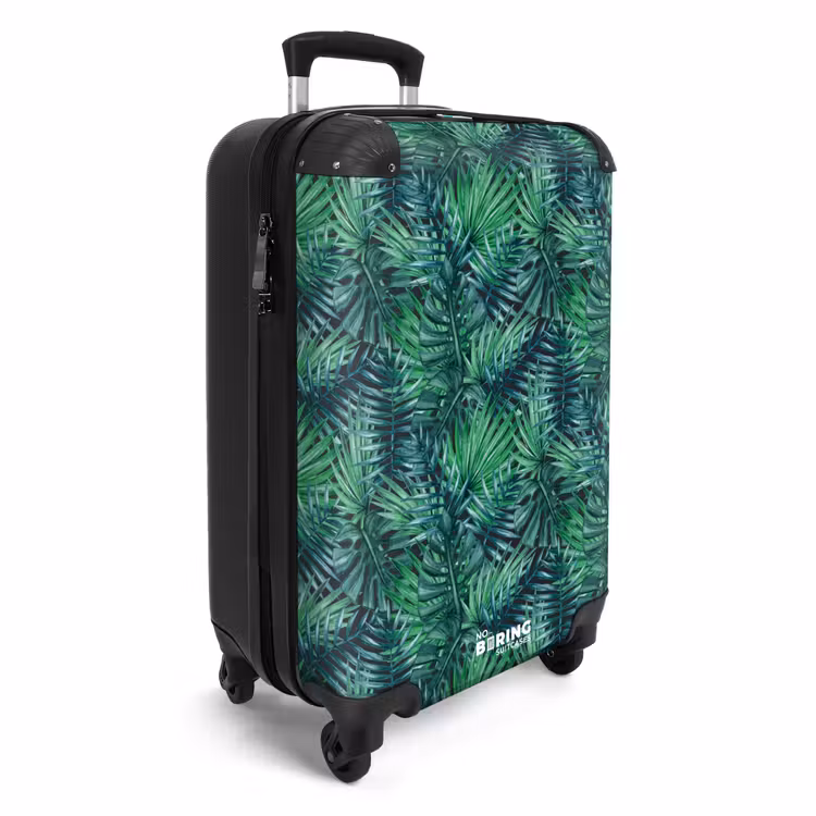Suitcase - Palm leaves monstera pattern green — 4
