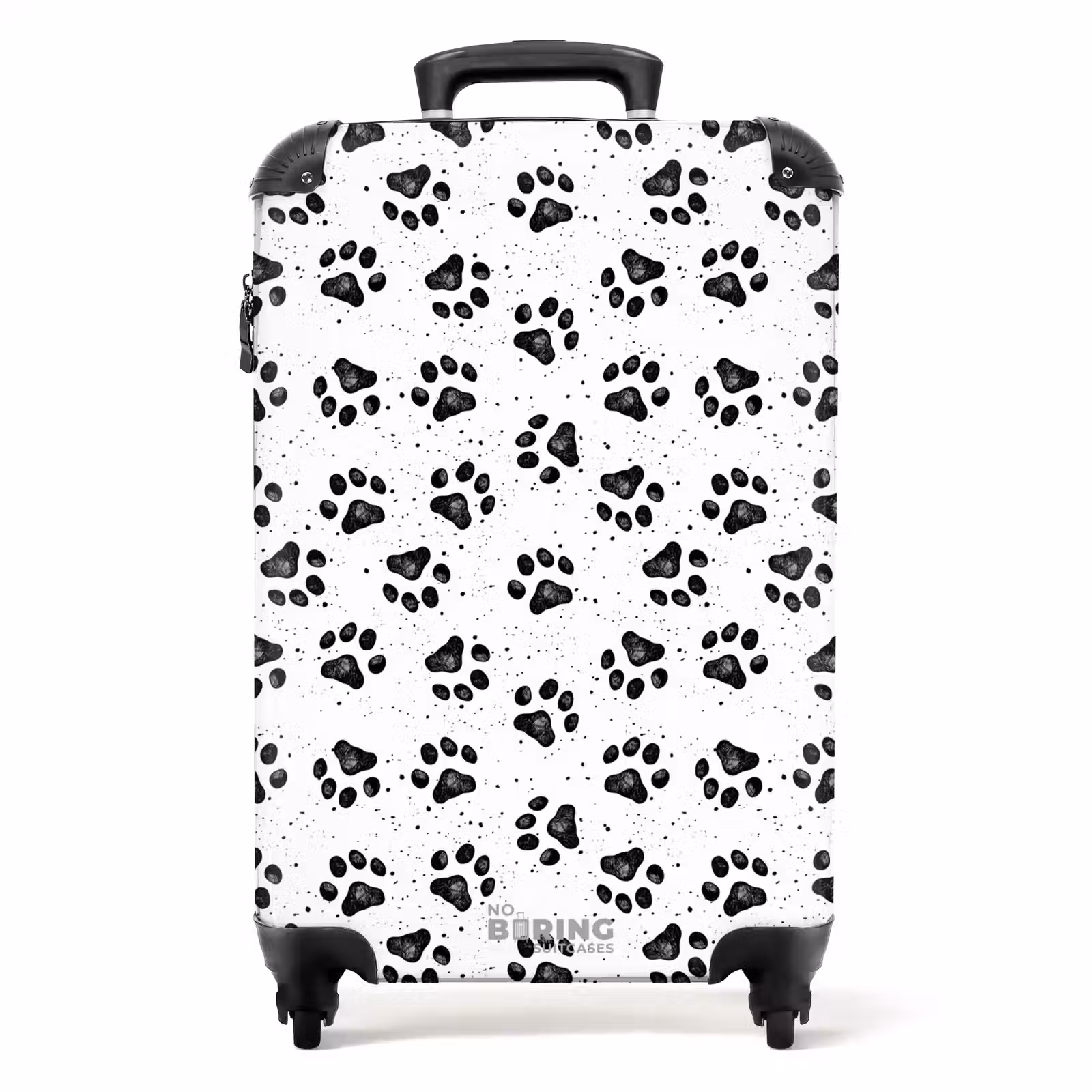 Suitcase - Dog paw pattern black and white — 1