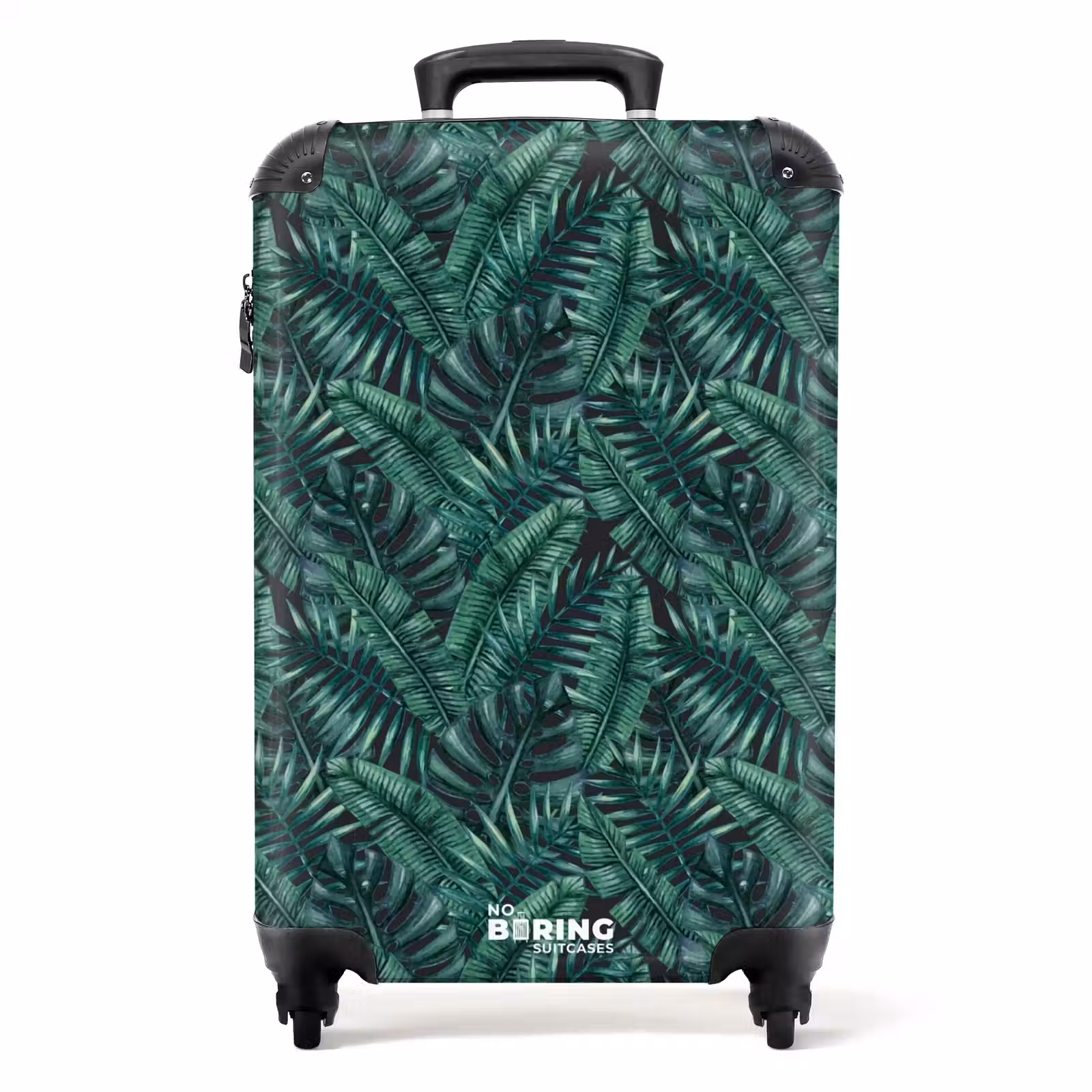 Suitcase - Palm leaves monstera dark pattern — 1