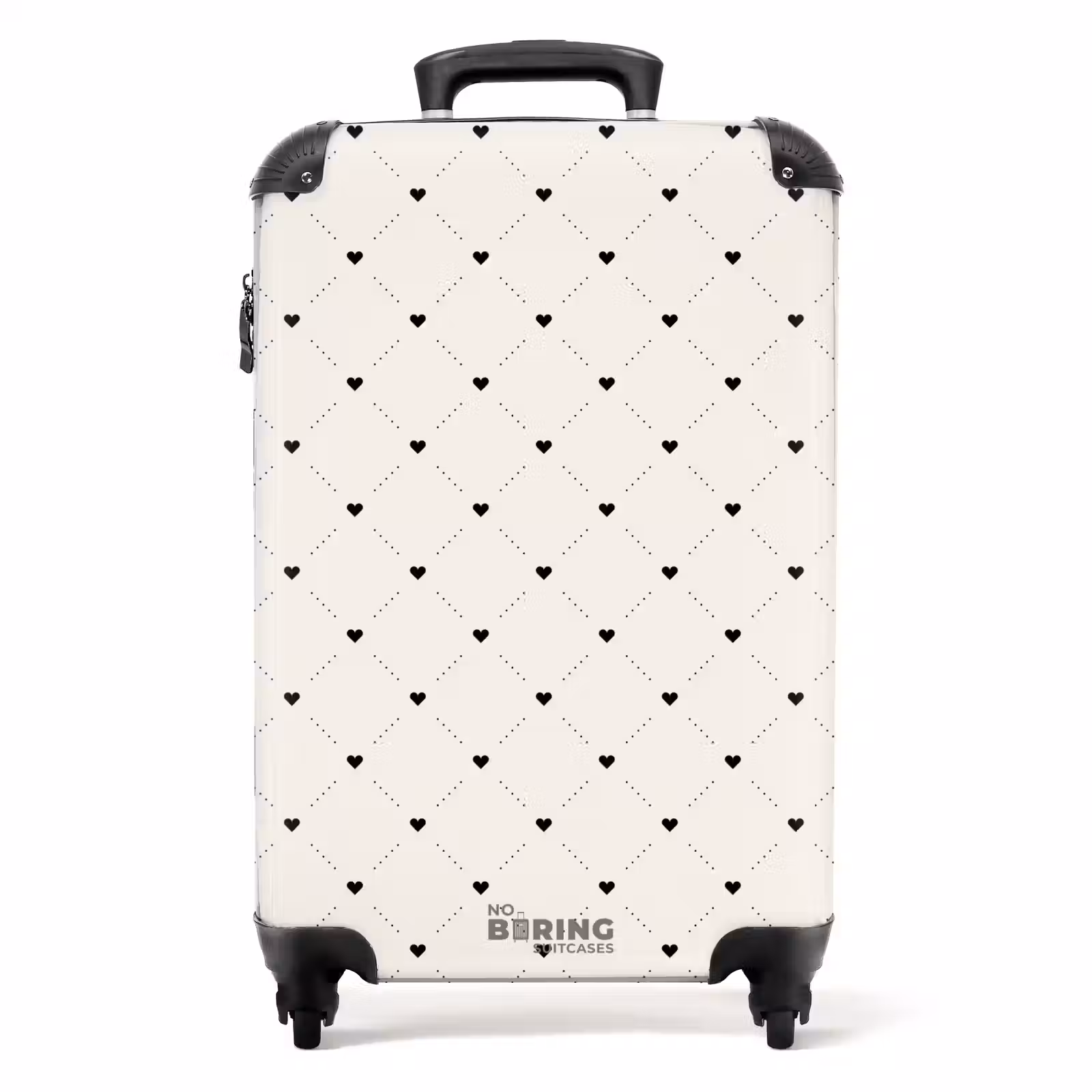 Suitcase - Valentine dots with hearts pattern black — 1