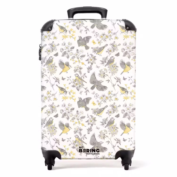 Suitcase - Classic bird and flower pattern yellow — 1