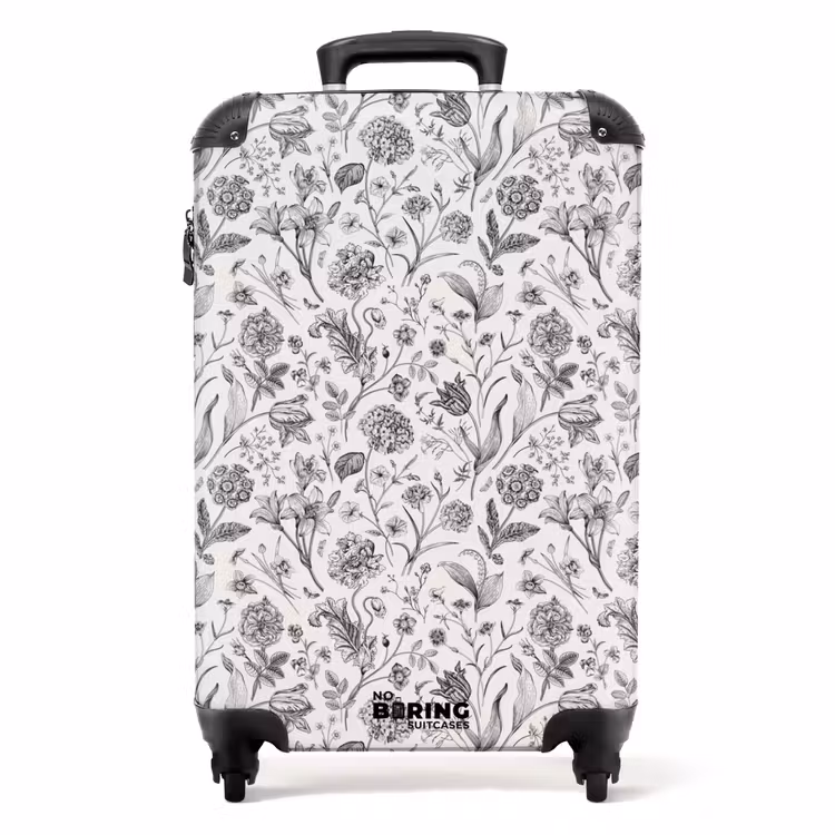 Suitcase - Classic floral pattern black and white — 1