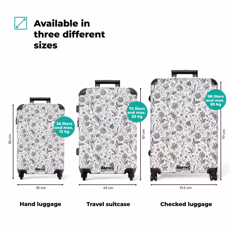 Suitcase - Classic floral pattern black and white — 3