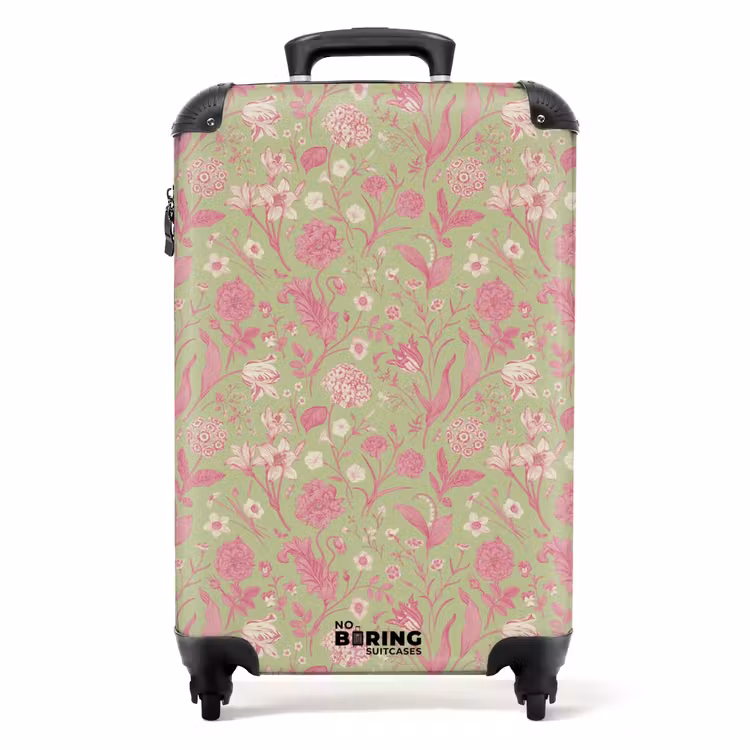 Suitcase - Classic floral pattern pink and green — 1