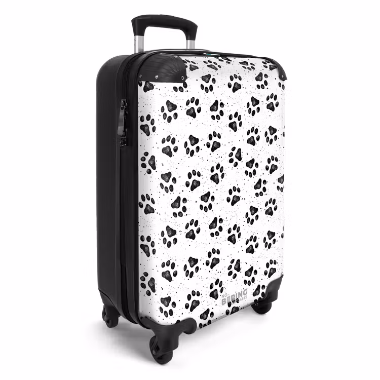 Suitcase - Dog paw pattern black and white — 2