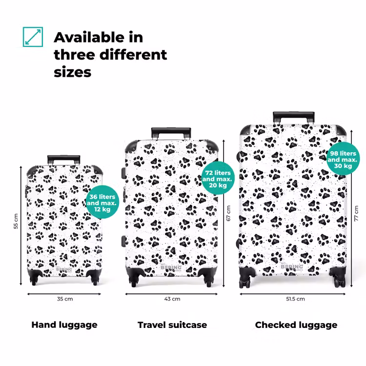 Suitcase - Dog paw pattern black and white — 3