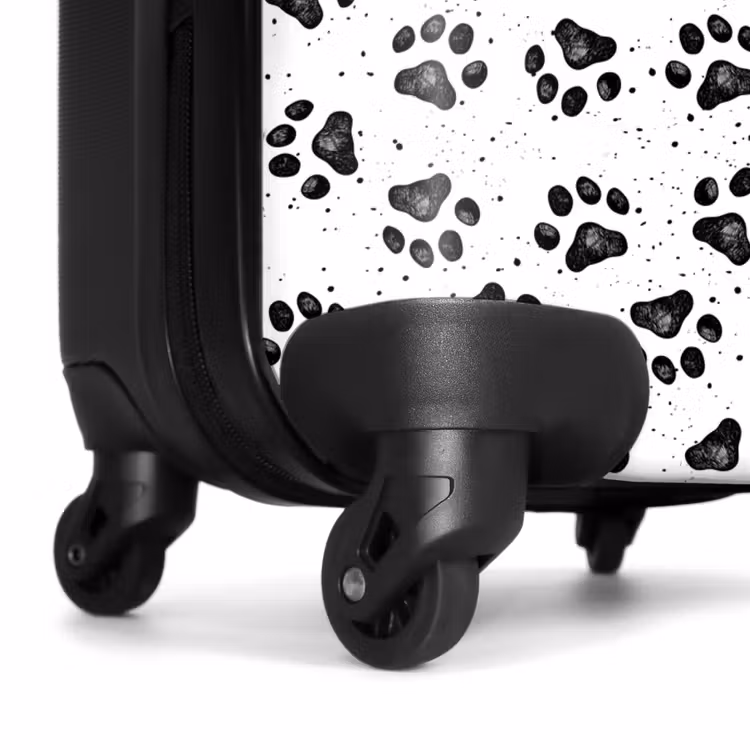 Suitcase - Dog paw pattern black and white — 7