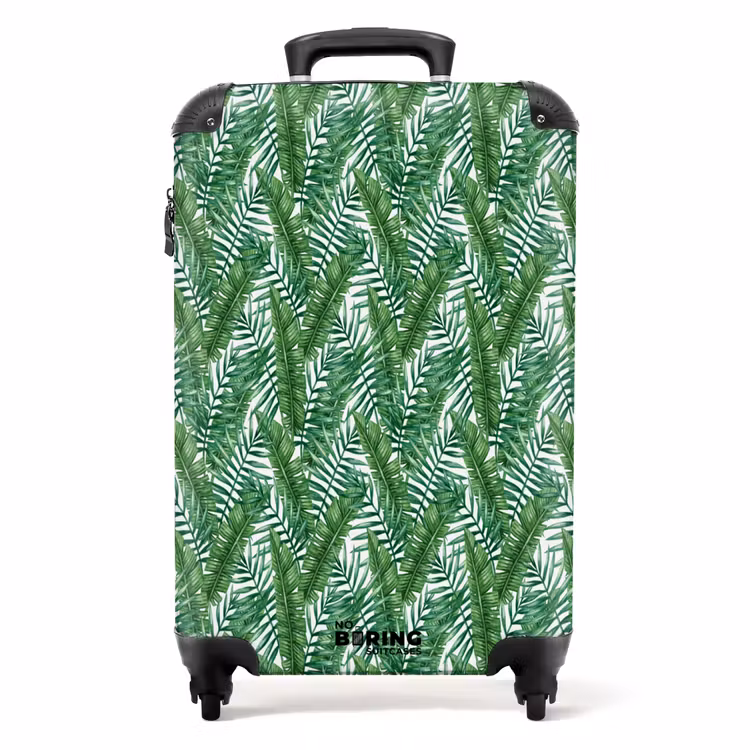 Suitcase - Palm long leaves pattern green — 1