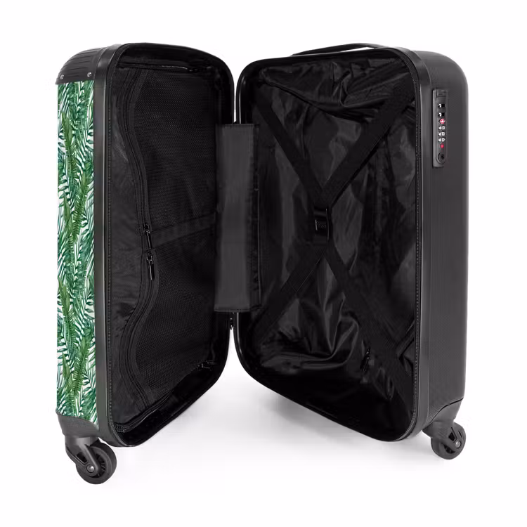 Suitcase - Palm long leaves pattern green — 3