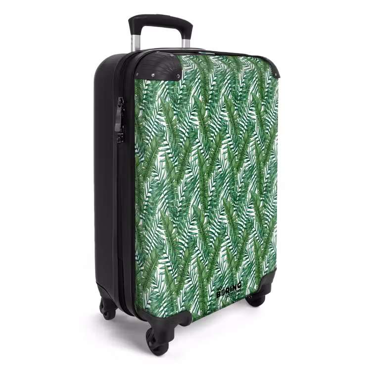 Suitcase - Palm long leaves pattern green — 4