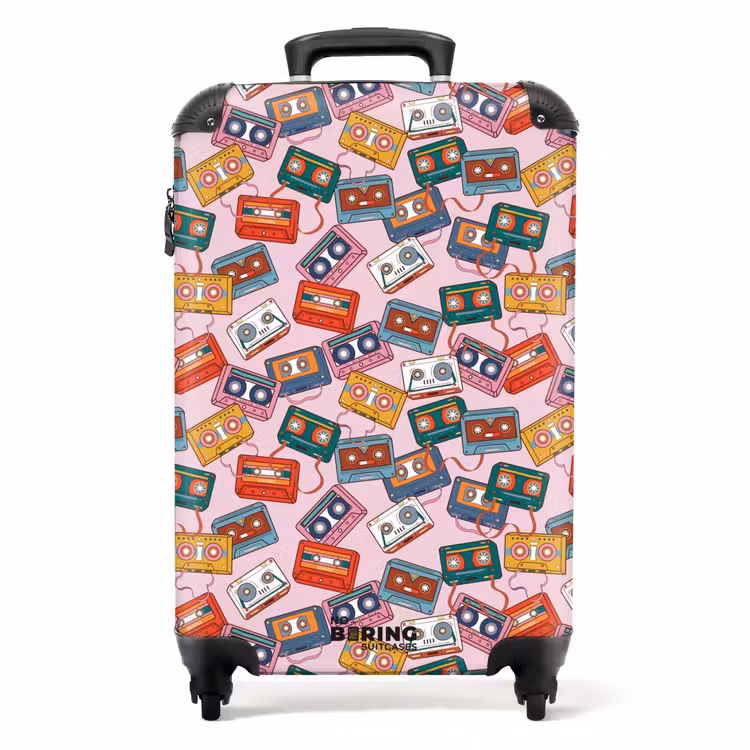 Suitcase - Retro disco cassettes pattern colorful — 1