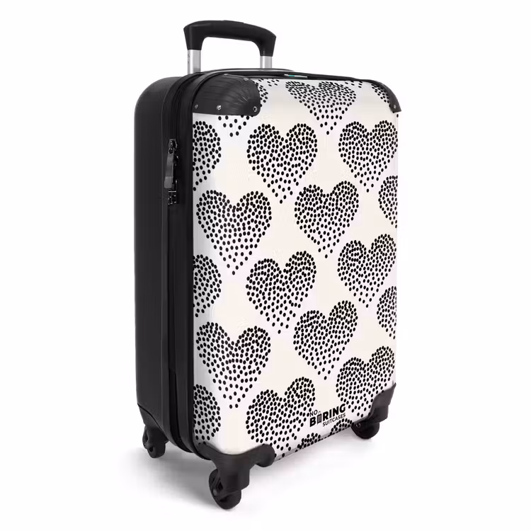 Suitcase - Valentine dots heart pattern black — 2
