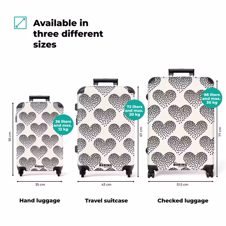 Suitcase - Valentine dots heart pattern black — 3