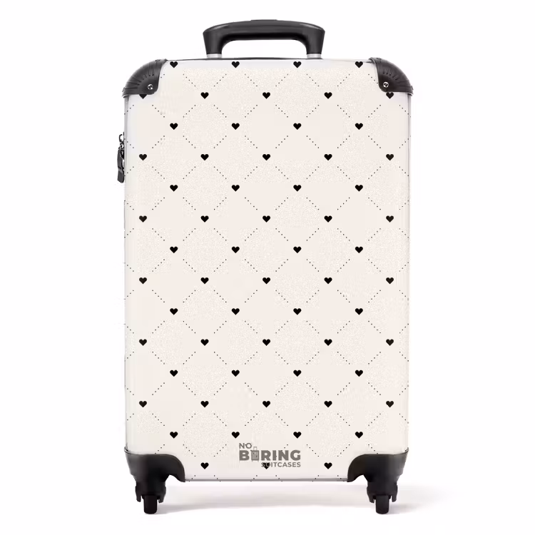 Suitcase - Valentine dots with hearts pattern black — 1