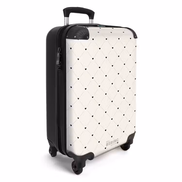 Suitcase - Valentine heart plaid pattern black and white — 2