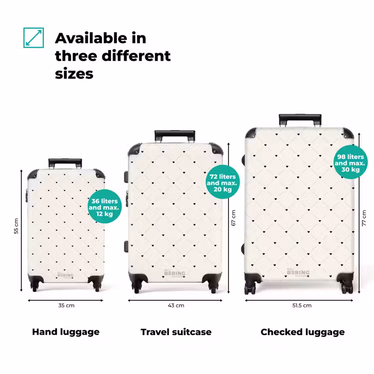 Suitcase - Valentine heart plaid pattern black and white — 3