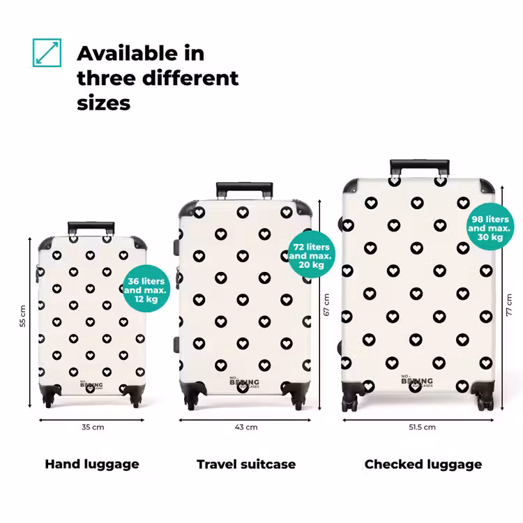 Suitcase - Valentine hearts circle pattern black and white — 3