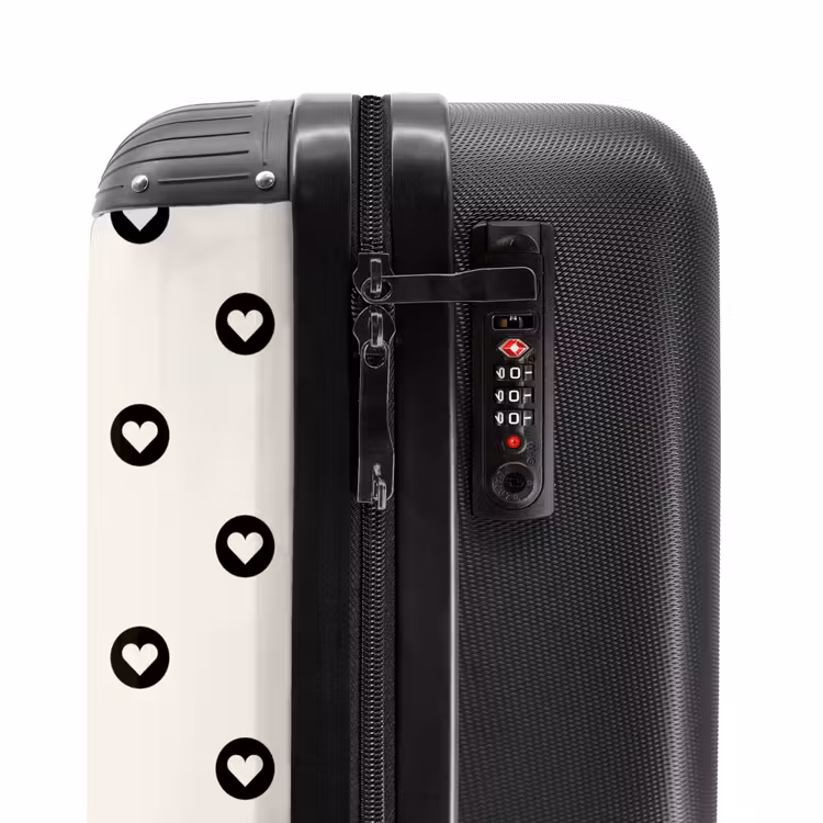 Suitcase - Valentine hearts circle pattern black and white — 6