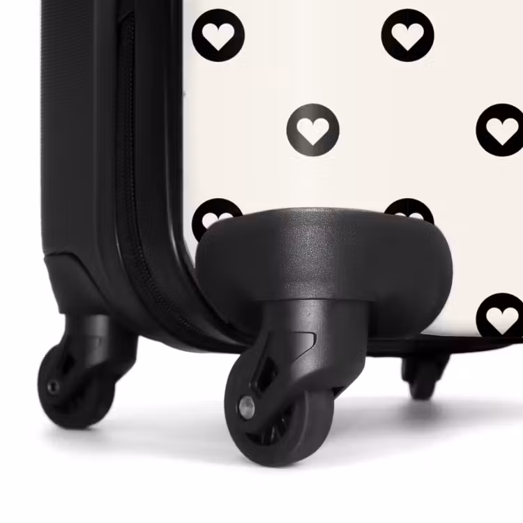 Suitcase - Valentine hearts circle pattern black and white — 7