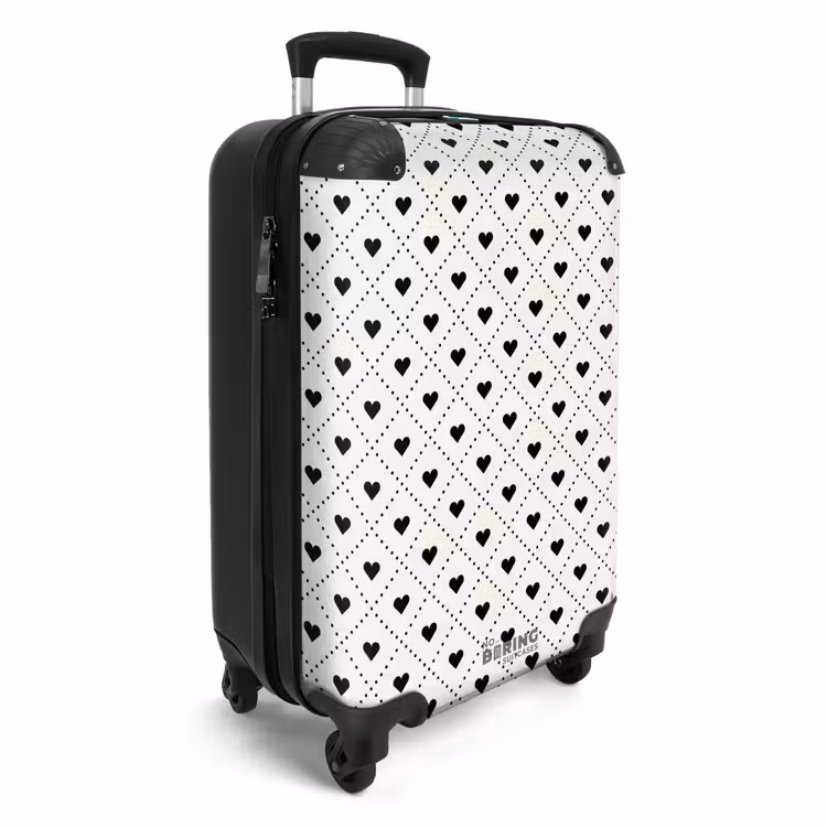 Suitcase - Valentine hearts plaid pattern black and white — 2