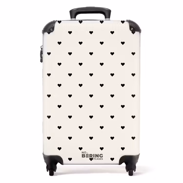 Suitcase - Valentine hearts rows pattern black — 1