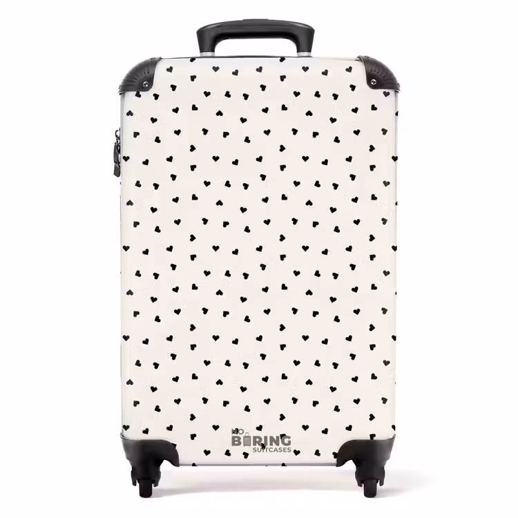 Suitcase - Valentine scattered heart pattern black — 1